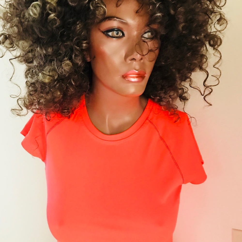 CHAMPION Neon Orange SEMI-FITTED Athletic TOP XS